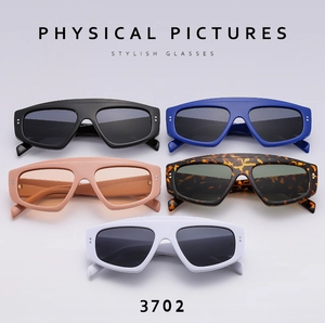 Collection of geometric oversized sunglasses in five colors with flat top frame design