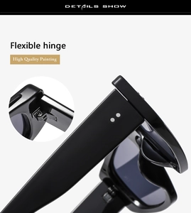 Macro shot of durable flexible hinge and sleek black finish on oversized sunglasses
