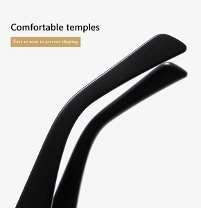 Detail of matte black temples with ergonomic curved design for non-slip eyewear comfort