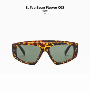 Macro detail of tortoiseshell pattern frame and dark green lenses on oversized sunglasses