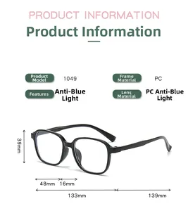 Paramètres de taille détaillés et dimensions pour lunettes anti-lumière bleue enfants