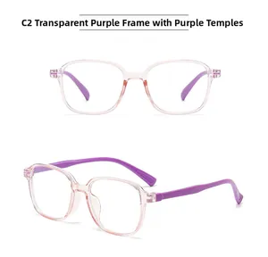 Détail des lunettes anti-lumière bleue pour enfants avec monture violette C2