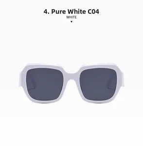 Détail de lunettes de soleil carrées blanches avec verres gris et monture modèle C04