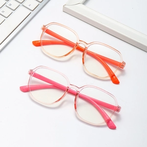 Kids Anti Blue Light Glasses Square Large Frame Retro Transparent PC Eyewear For Teens Students Eye Protection