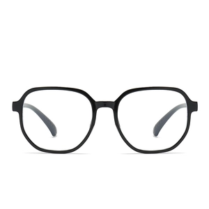Fashionable square large frame blue light blocking glasses in glossy black for students