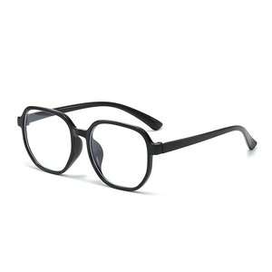 Fashionable black square frame glasses with anti-blue light lenses shown at 45 degrees