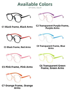 Multi-color kids anti-blue light glasses frames in seven vibrant dopamine styles