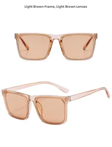 Close-up of square light tea sunglasses frame with matching gradient lenses