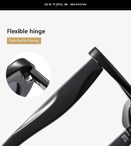 Détail de la charnière flexible et de la finition de qualité sur les lunettes noires