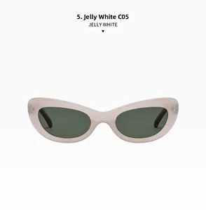 Vue détaillée des lunettes de soleil œil de chat Jelly White C05 avec verres polarisés