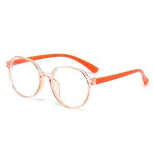 Pink and orange round children's anti-blue light glasses for screen eye protection