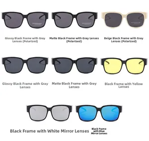 Polarized sunglasses collection featuring oversized square frames in various lens colors