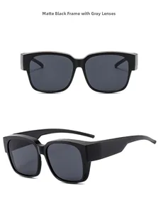 Front and side view of sand black matte sunglasses with grey polarized lenses