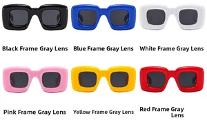 Collection de lunettes de soleil carrées originales en six couleurs et verres gris