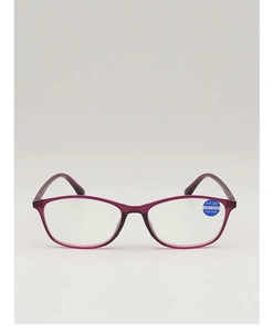 Front view of purple full-rim reading glasses with +1.00 blue light blocking lenses