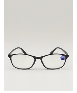 Detail of +2.00 strength anti-blue light reading glasses with black frame and 62-64mm PD
