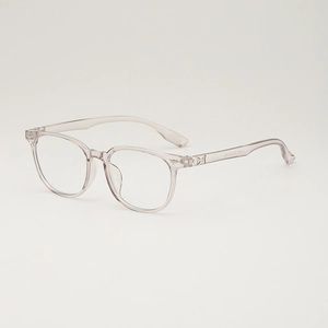 Retro transparent grey square eyewear frame with UV400 protection blue light blocking lenses