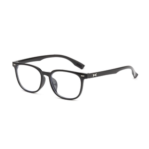 Classic black full-rim eyewear frame with silver accents and clear lenses in a 45-degree view