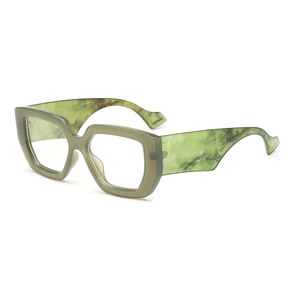 Retro Oversized Geometric Square Optical Glasses Frame For Women Anti Blue Light PC Frame Patterned Temples