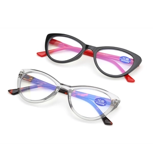 Retro Cat Eye Reading Glasses Blue Light Blocking PC Frame AC Lens Spring Temple For Men Women