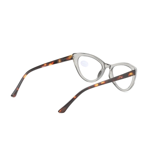 Stylish cat-eye reading glasses with gray frames and tortoiseshell temples for men and women