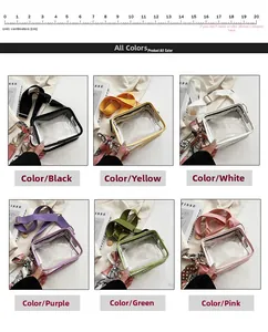 Vue détaillée des sacs bandoulière en PVC transparent avec foulards décoratifs