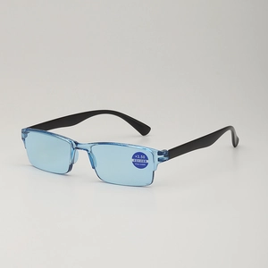 Smart progressive multifocal reading glasses with blue light blocking and half frame