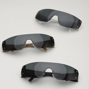 Lot de lunettes de soleil sport Y2K pour enfants en blanc, noir et kaki sans monture