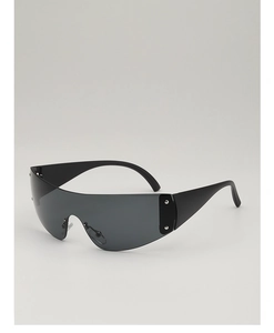 Détail de lunettes de soleil Y2K sans monture pour enfants avec branches larges et verre noir