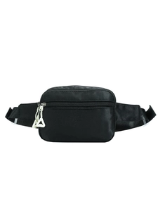 Sportliche schwarze Nylon Gürteltasche für Kinder mit Doppelreißverschluss für Reisen