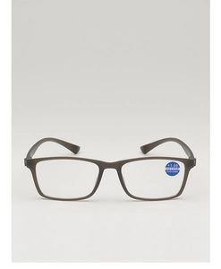 Detail of +1.00 blue light blocking reading glasses with matte frames and PD specs