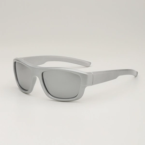 Lunettes de soleil de sport pour enfants gris argenté avec monture enveloppante UV