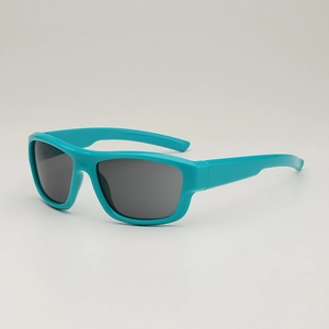 Lunettes de soleil de sport turquoise pour enfants avec verres polarisés gris et monture légère