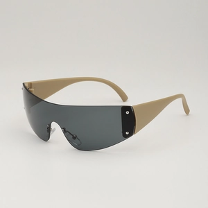 Lunettes de soleil Y2K pour enfants avec verres gris et branches sportives beiges