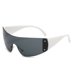 Lunettes de soleil sport Y2K pour enfants avec monture blanche et verres gris sans monture