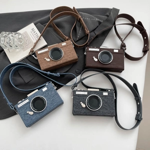 Sac À Bandoulière Forme Appareil Photo Vintage Denim Cuir PU Pochette Boîte Nouveauté Avec Strass Pour Femmes