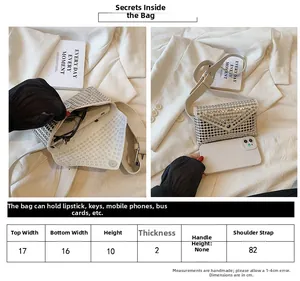 Size chart for rhinestone waist bag showing dimensions of 17x10cm with wide strap