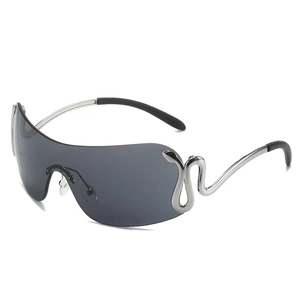 Rimless Shield Sunglasses Metal Frame Snake Design UV400 Protection Y2K Fashion Eyewear For Women And Men