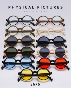 Collection de lunettes de soleil rondes rétro aux tons variés avec rivets et verres teintés