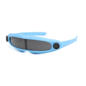 Kids outdoor sports sunglasses with futuristic light blue frame and grey polarized lenses