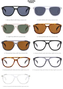 Collection of retro double-bridge pilot sunglasses in various frame colors and lens tints