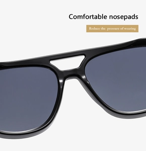 Close-up of comfortable nose pads on black sunglasses to reduce wearing pressure