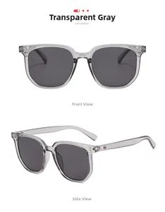 Detail view of transparent grey sunglasses with front and side views showing model 33535B