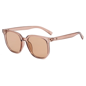 Retro irregular oversized tea-colored sunglasses with transparent frame model 80228