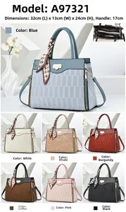 Detail showing the geometric embossed texture and decorative houndstooth scarf on the handbag