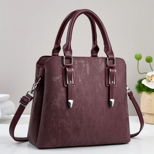 Women Shoulder Handbag Textured PU Leather Crossbody Bag Large Capacity Adjustable Strap Urban Simple Style Ladies