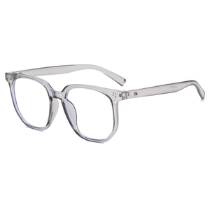 Classic oversized square frame blue light blocking glasses in transparent grey finish