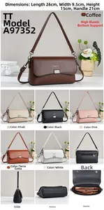 Details zur Handtasche aus Leder mit Litschimuster, Maßen und internem Stauraum