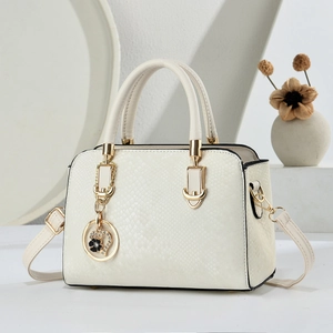 Crossbody Handbag For Women Snake Embossed PU Leather Top Handle Bag With Heart Charm Elegant Shoulder Bag