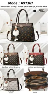 Collage of quilted shoulder bags in four colors showing compartments and DZ logo details